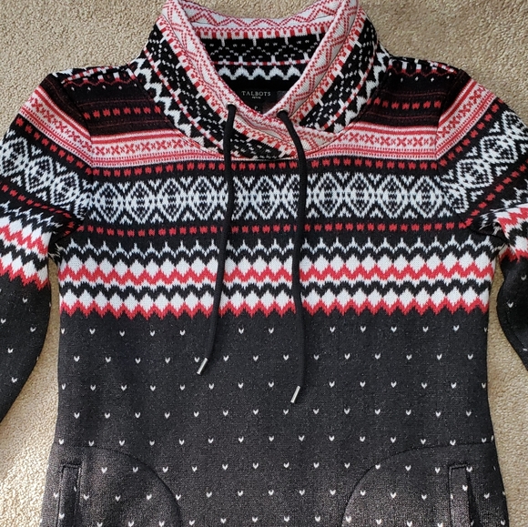 Talbots warm fair isle sweater. 2pockets, criss cross mockneck detail - Picture 7 of 7